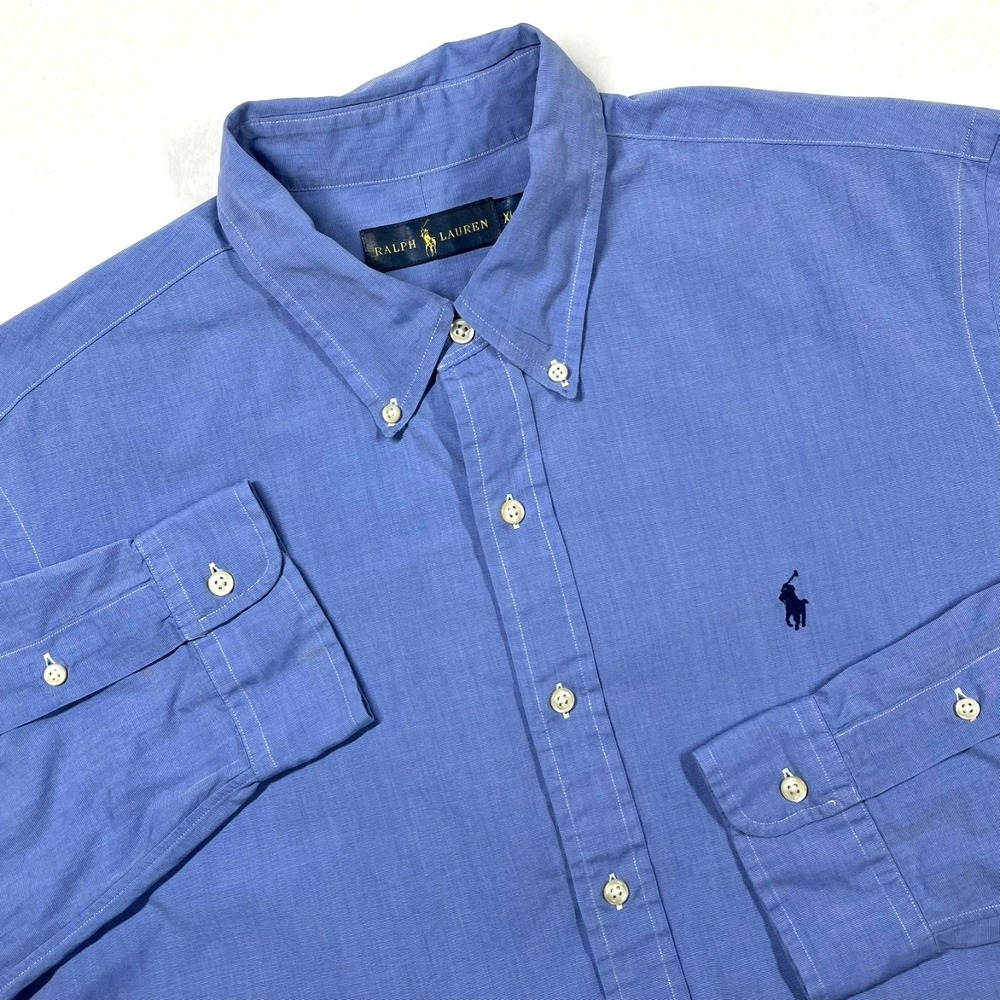 Ralph Lauren Button Down Shirt Men's XL Chambray Business Casual Preppy *Flaw